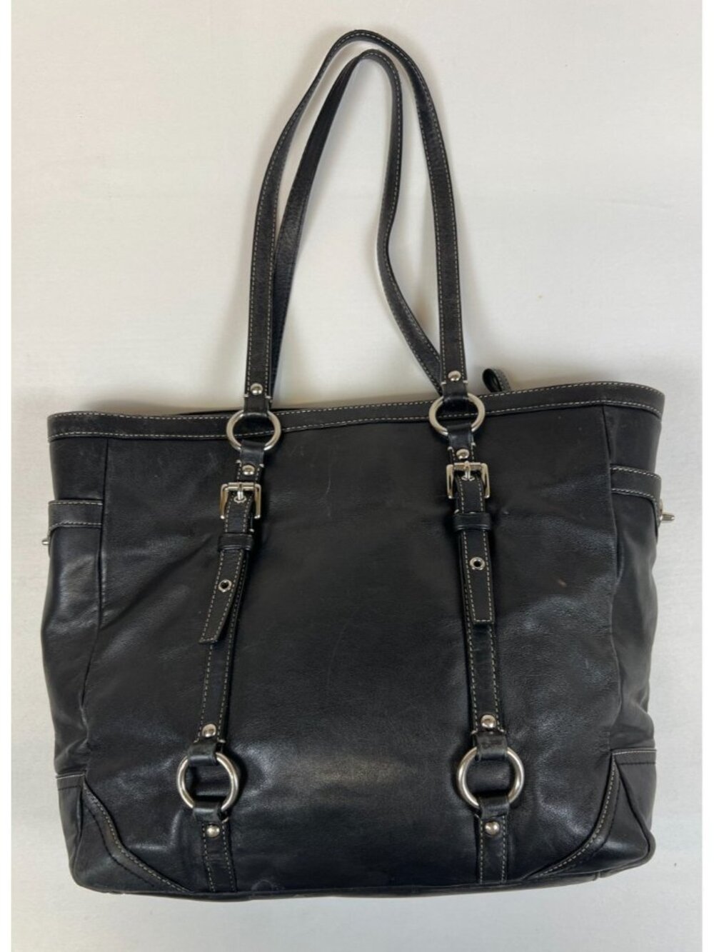 Vintage 2003 Coach Gallery Black Leather Tote Bag Y2K Minimalist Purse 11525